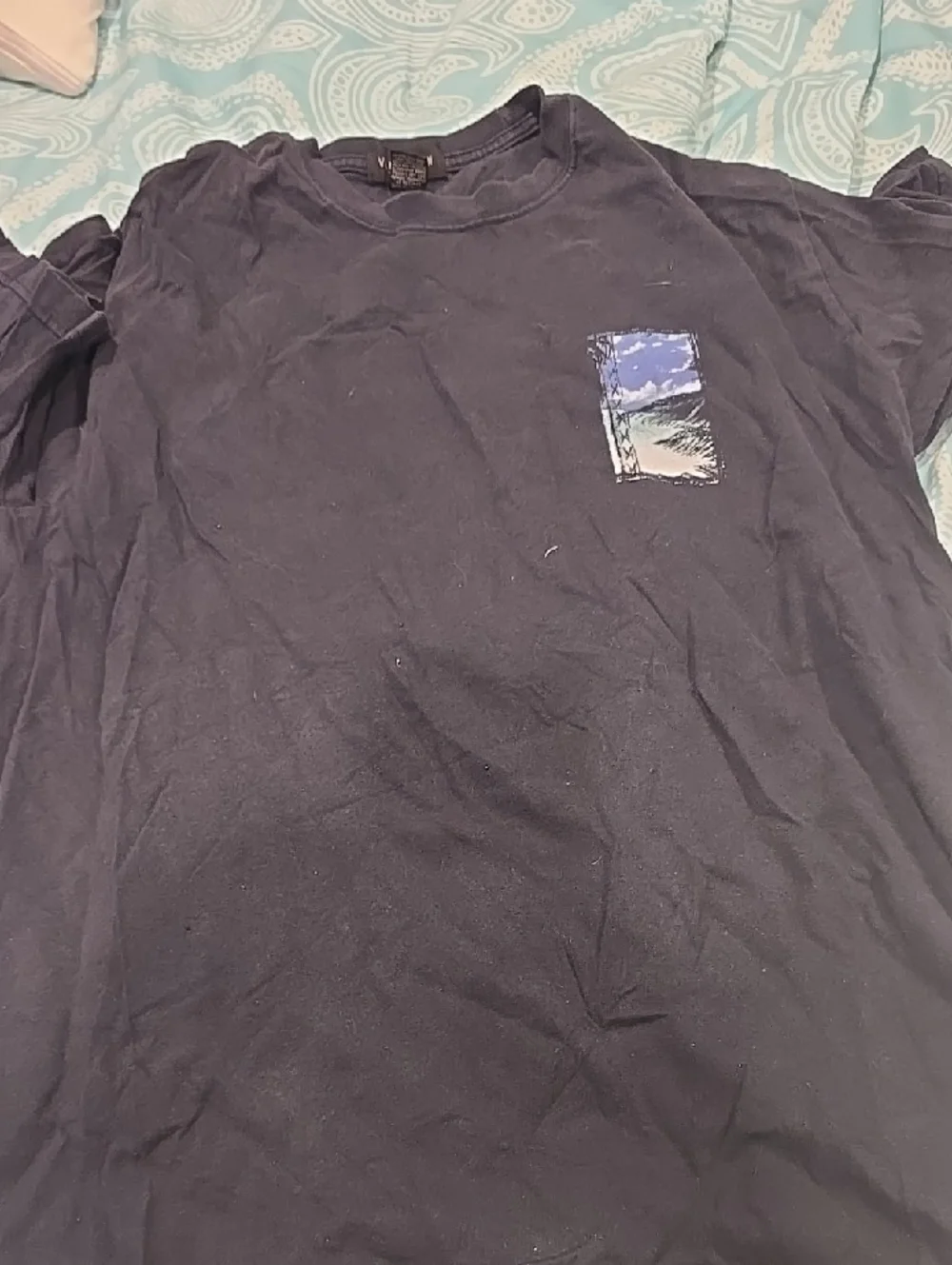 ❤️10/$13 Men's Black Graphic Short-Sleeve Shirt - Beach Sunset Print